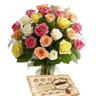 25 colorful roses with chokolates | Flower Delivery Magadan