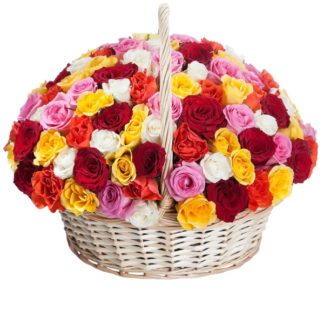 51 colorful roses in the basket | Flower Delivery Magadan